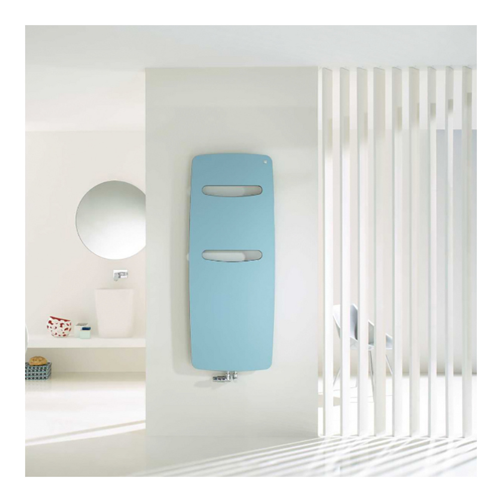 Zehnder Design-Heizkörper „Vitalo Spa“ für Warmwasser-Zentralheizung mit 50 mm-Mittelanschluss 49 × 120 cm in Verkehrsweiß (RAL 9016, glänzend)