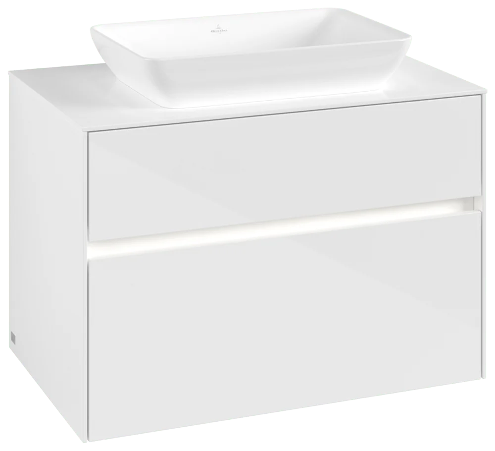 Villeroy & Boch Waschbeckenunterschrank Collaro C108B0, Eckig Glossy White, 800x548x500mm, mit Beleuchtung und SoftClosing Villeroy & Boch Waschbeckenunterschrank Collaro C108B0, Eckig Glossy White, 800x548x500mm, mit Beleuchtung und SoftClosing