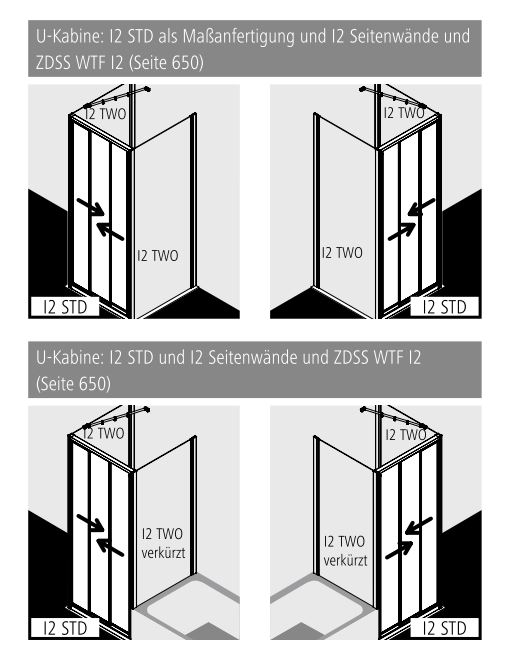 Kermi Duschtür Schwingtür mit Festfeld rechts für Nische und Ecke „IBIZA 2000“ 185 cm Glas SR Opaco, Profile Silber Mattglanz, Anschlag rechts, Drehtür einteilig