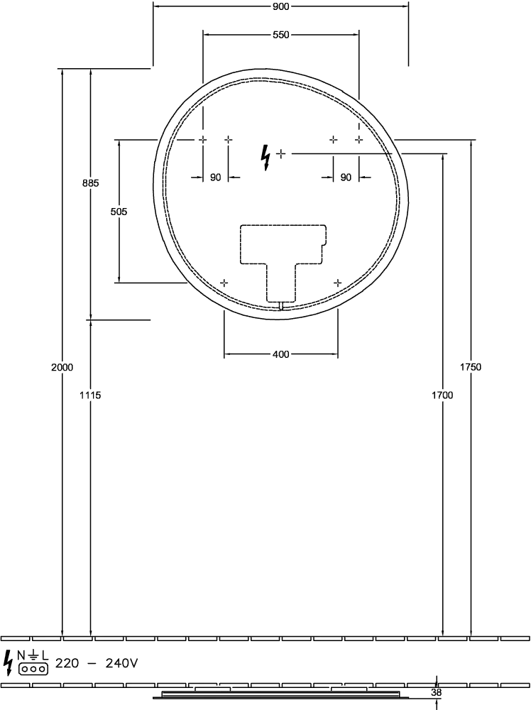 Villeroy & Boch Spiegel „Antao“ 90 × 88,5 cm, mit Beleuchtung