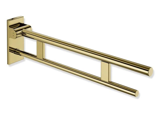 HEWI System 900 - Mobiler Stützklappgriff Duo, Design A, Edelstahl PVD gold glänzend, Ausladung 750 mm, Höhe 210 mm, Breite 101 mm