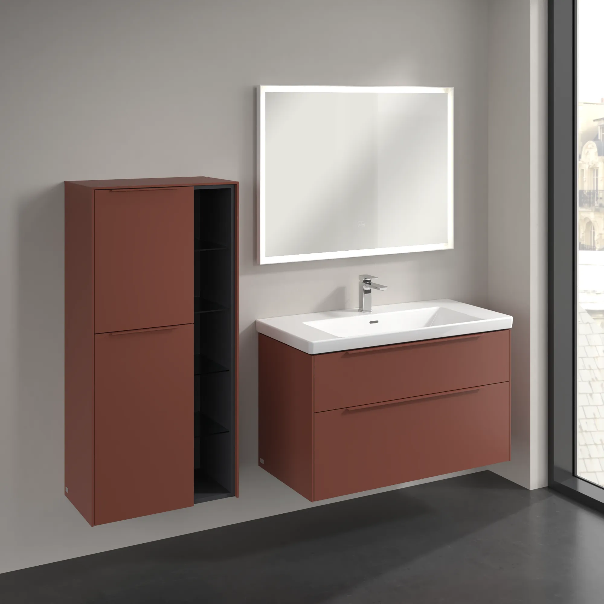 Villeroy & Boch Subway 3.0 Mittelschrank C59802, 574 x 1200 x 362 mm, Anschlag links, Wine Red