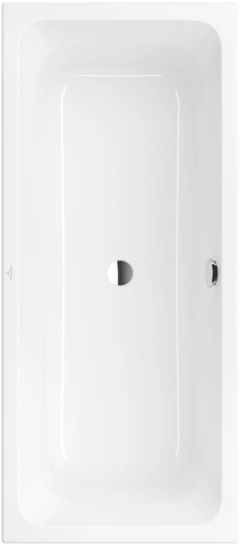 Villeroy & Boch Badewanne „Avento“ rechteck 160 × 70 cm, Mittelablauf in Weiß Alpin