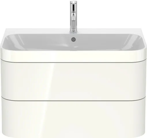 Duravit Waschtischunterschrank c-bonded Set wandhängend „Happy D.2 Plus“ 775 × 480 × 490 mm Weiß Hochglanz, mit Hahnlochbohrung Duravit Waschtischunterschrank c-bonded Set wandhängend „Happy D.2 Plus“ 775 × 480 × 490 mm Weiß Hochglanz, mit Hahnlochbohrung