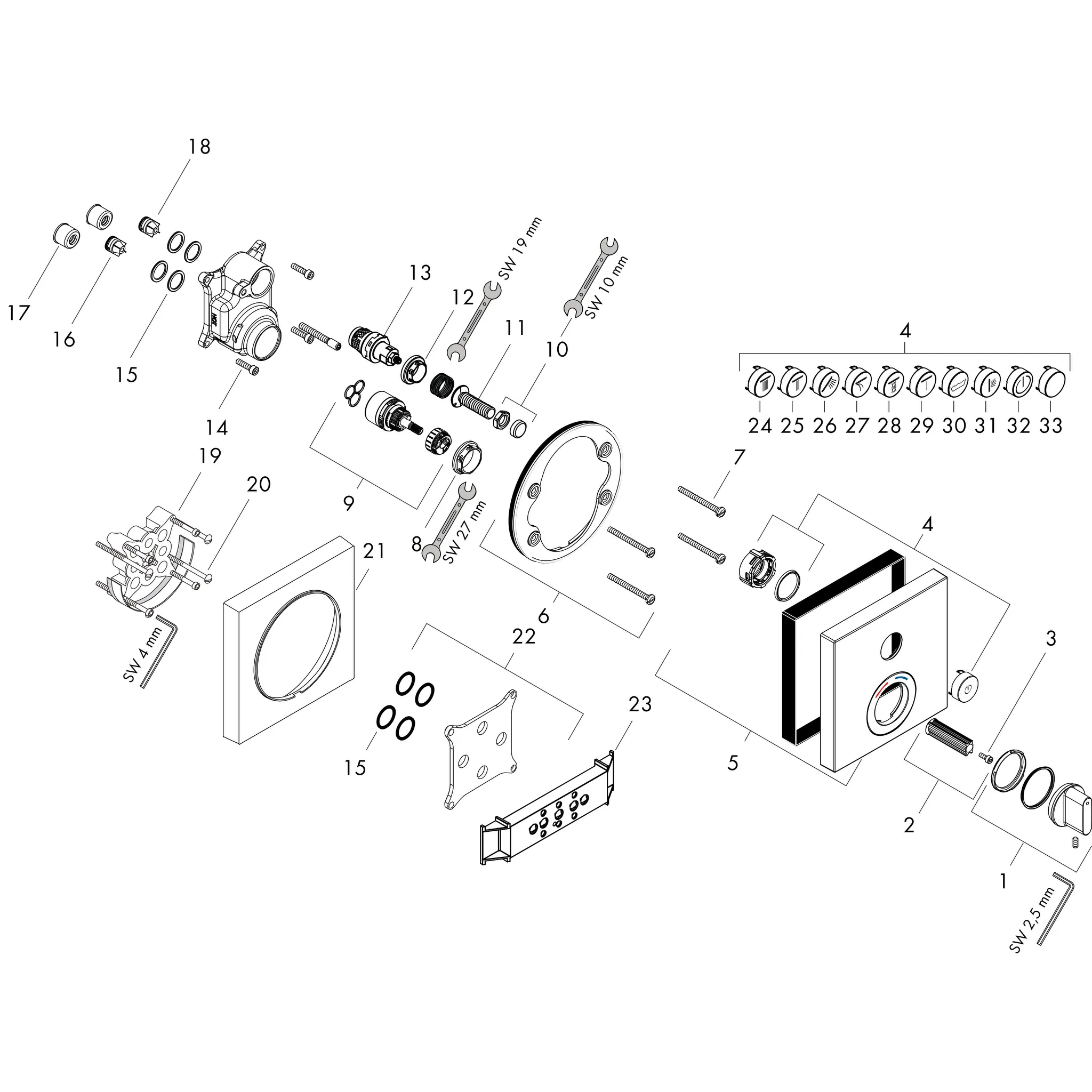 Mischer Unterputz ShowerSelect Fertigset 1 Verbraucher chrom Mischer Unterputz ShowerSelect Fertigset 1 Verbraucher chrom