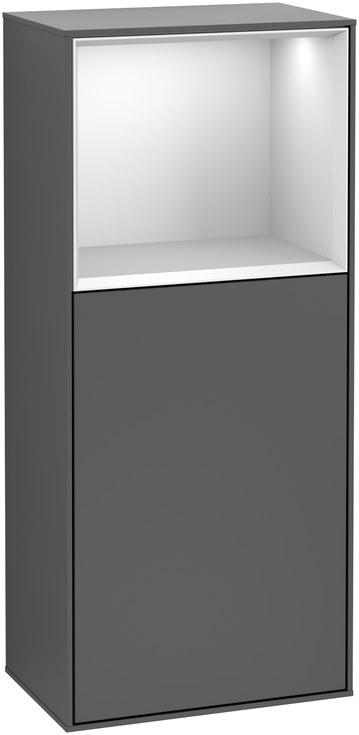 Villeroy & Boch Seitenschrank mit Regalelement und Ladestation „Finion“ 41,8 × 93,6 cm 1 Tür, Anschlag links, mit Regalelement-Beleuchtung, Anschlag links