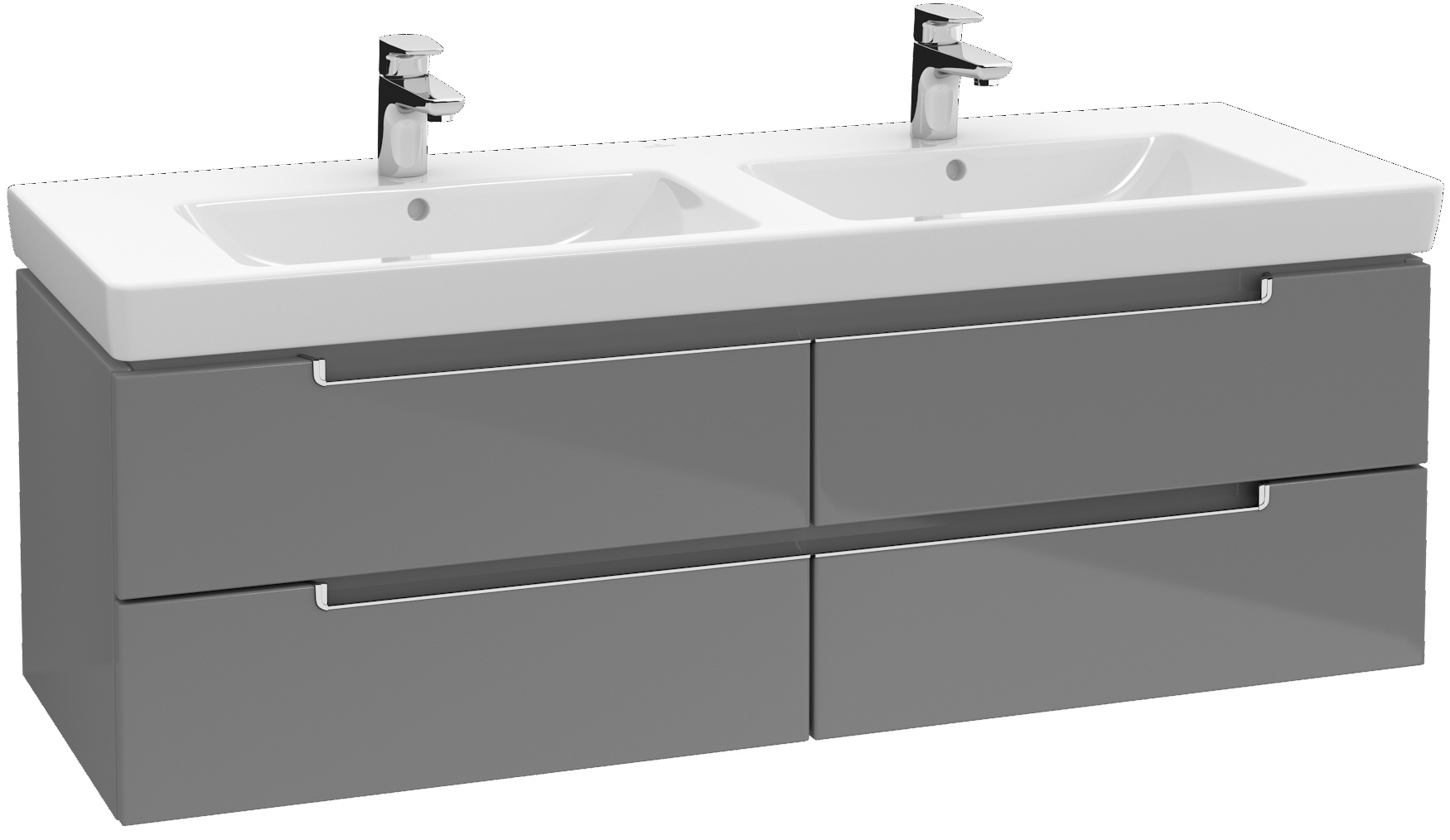 Villeroy & Boch Waschtischunterschrank „Subway 2.0“ für Schrank-Doppelwaschtisch 128,7 × 42 × 44,9 cm 4 Schubladen, für Waschtischposition mittig, 1 × Accessory Paket 2 