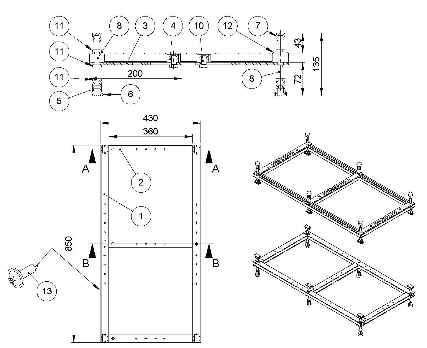 Hoesch Untergestell für Duschwanne „Samar“ 90 × 120 cm Hoesch Untergestell für Duschwanne „Samar“ 90 × 120 cm