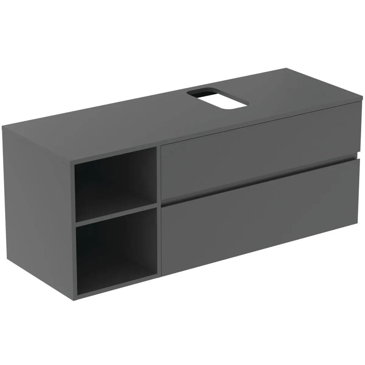 Ideal Standard Waschtischunterschrank Finesse Ausschnitt wahlweise rechts/links 1402x505x558mm 2 Auszüge Anthrazit matt