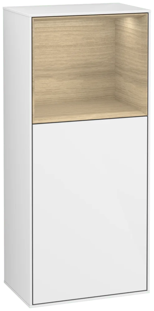 Villeroy & Boch Finion Seitenschrank F50 418x936x270mm Glossy White Lacquer / Oak Veneer