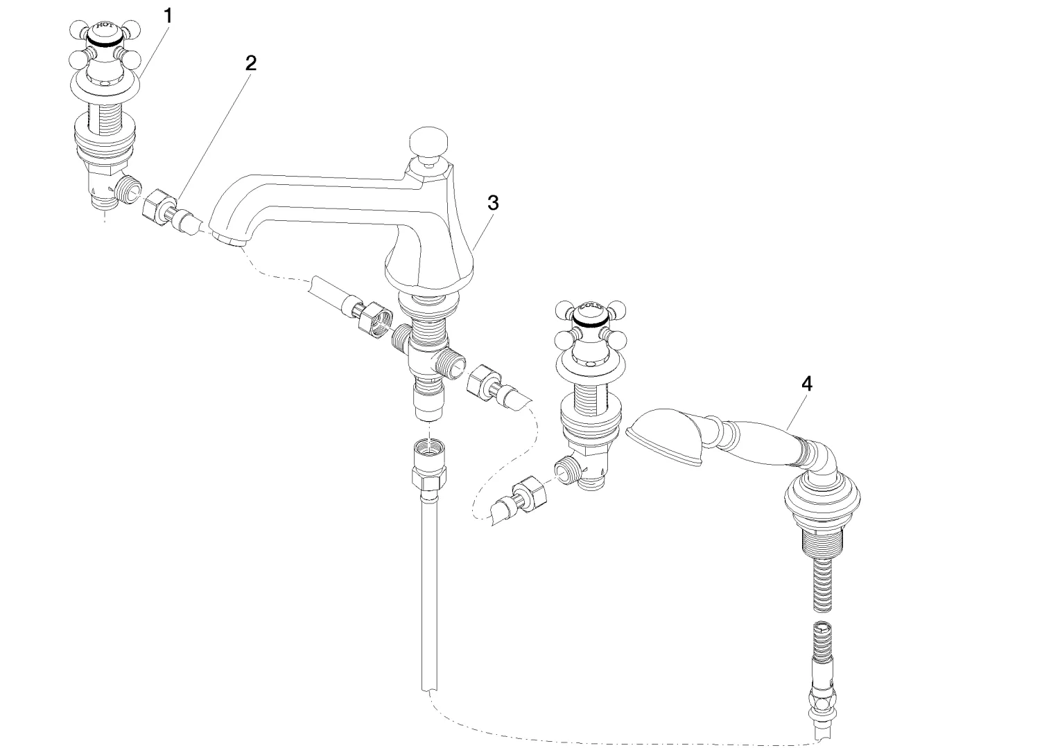 Wannen-Vierlochbatterie für Wannenrand- bzw. Fliesenrandmontage MADISON Chrom 27502360 Wannen-Vierlochbatterie für Wannenrand- bzw. Fliesenrandmontage MADISON Chrom 27502360