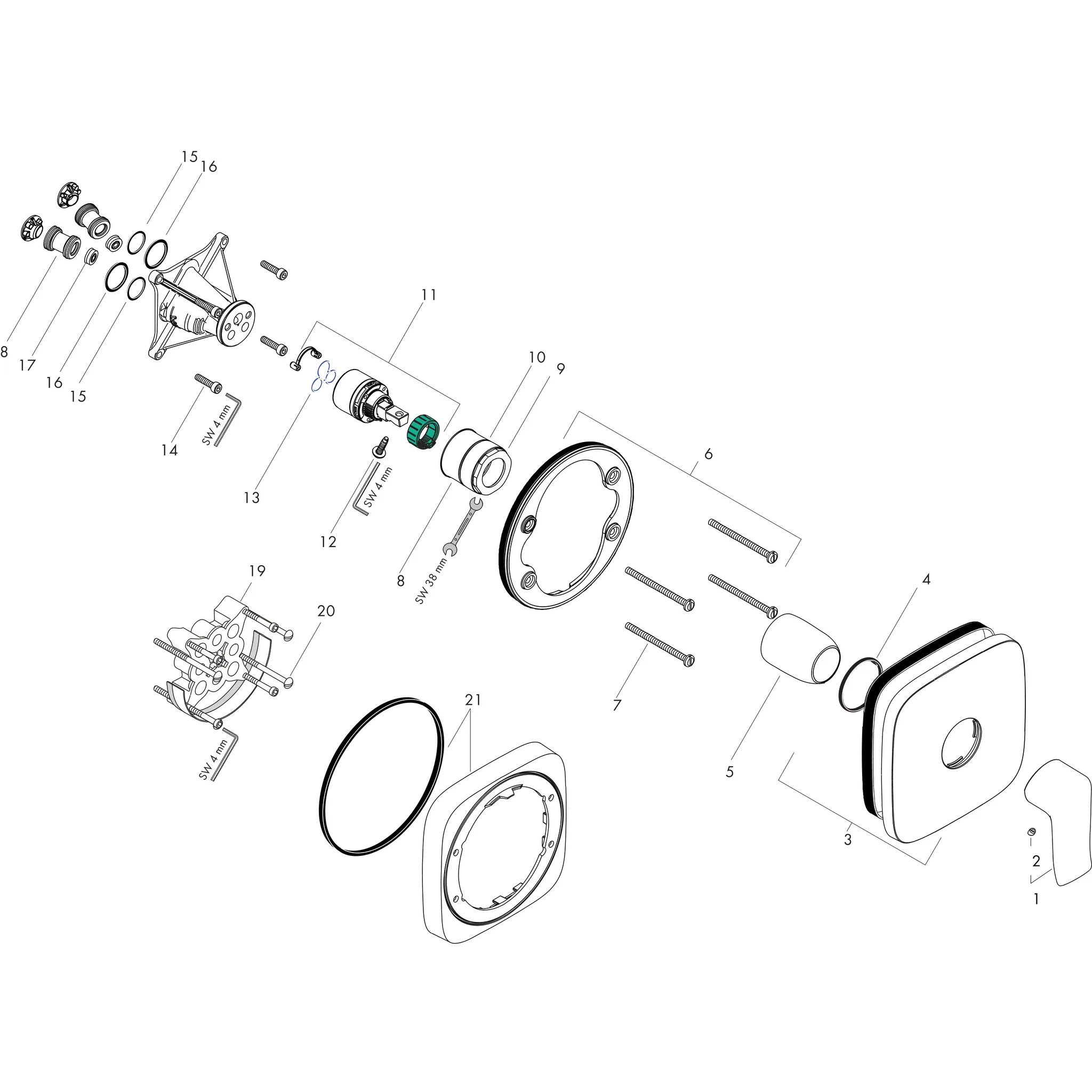 Brausenmischer Unterputz Metris Fertigset eckig chrom Brausenmischer Unterputz Metris Fertigset eckig chrom