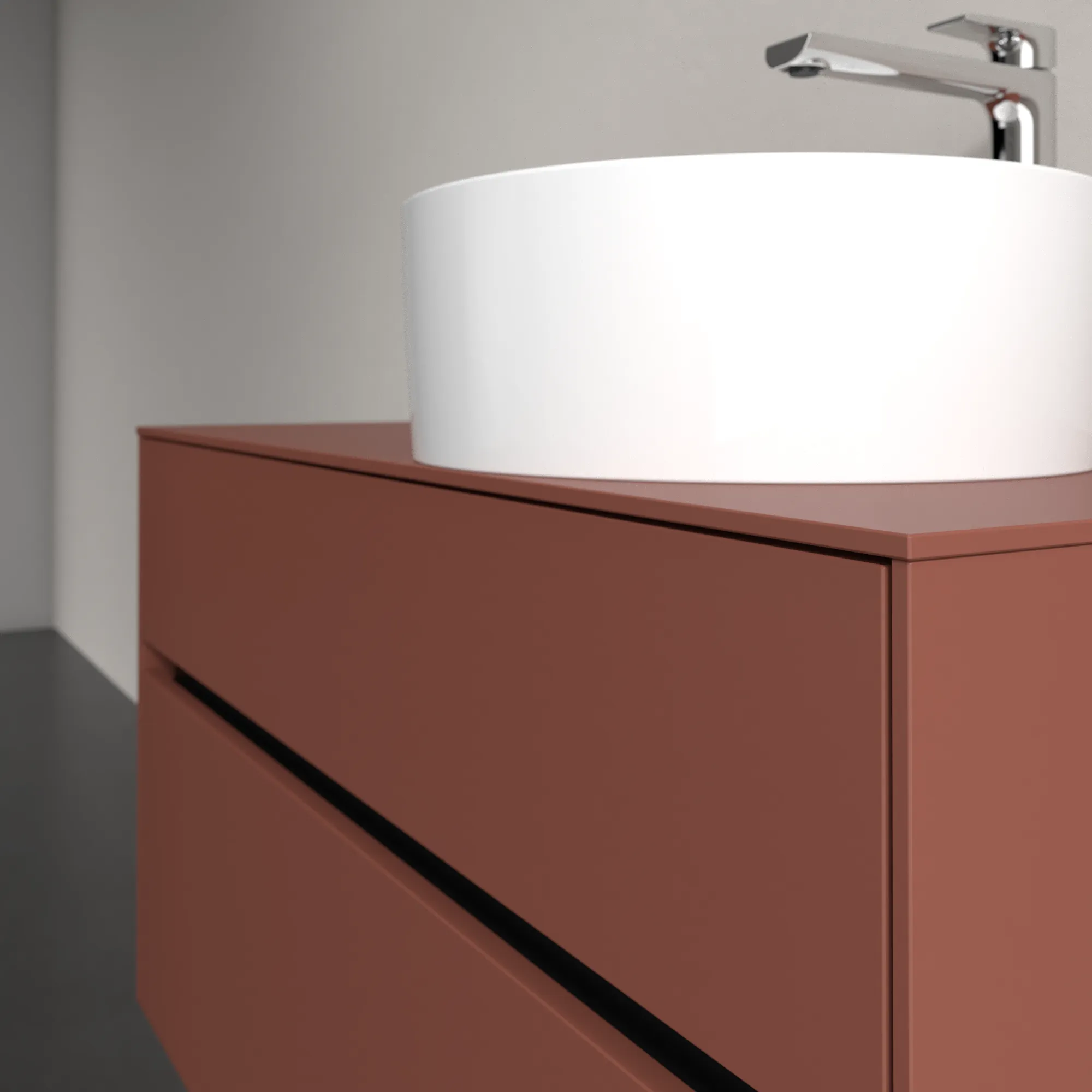 Villeroy & Boch Waschbeckenunterschrank Collaro C040B0, Eckig Wine Red, 1000x548x500mm, mit Beleuchtung und SoftClosing, Smarthome-fähig