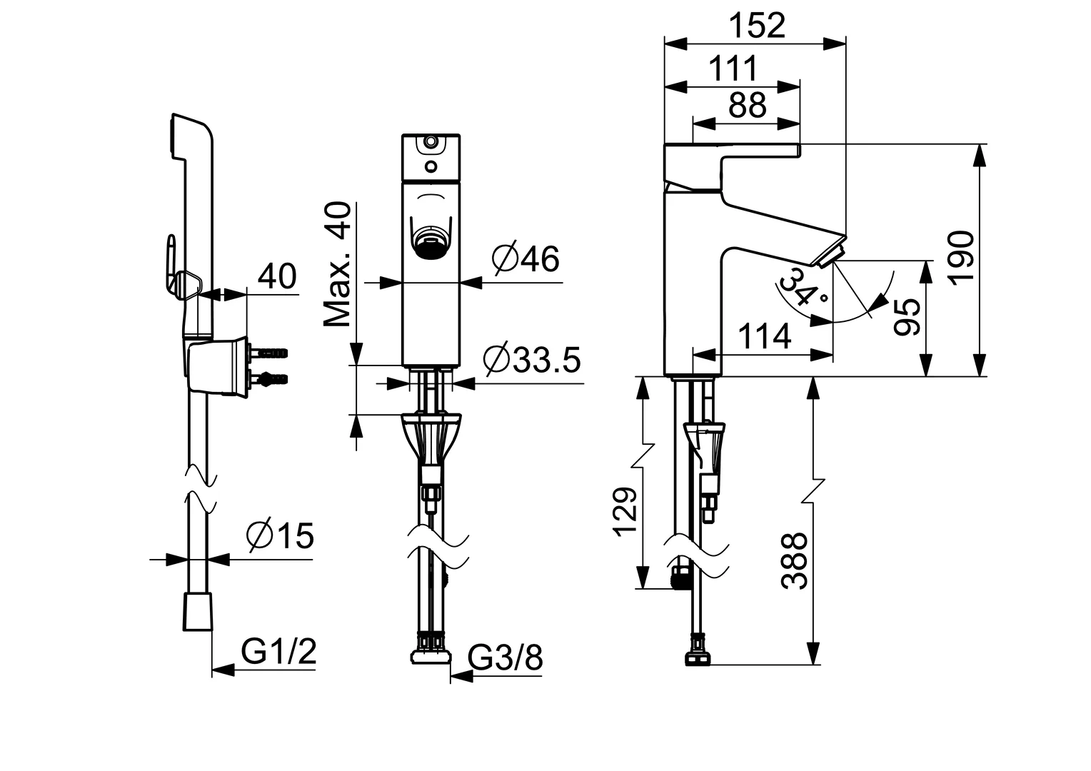 HansaVANTIS EHM Waschtischbatterie HansaVANTIS XL 5268, Ausladung 114 mm, Chrom