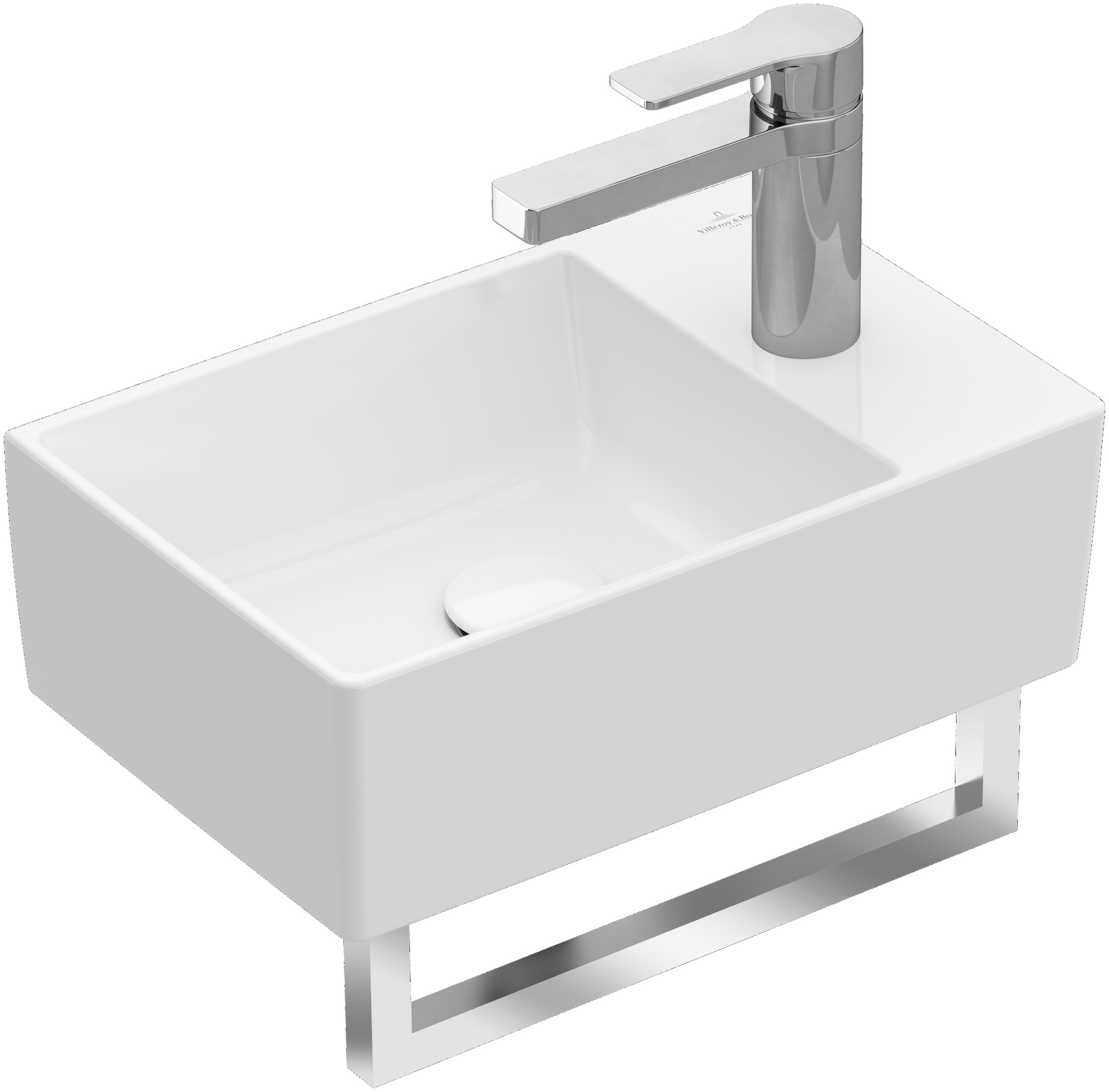 Handwaschbecken „Memento 2.0“, ohne Überlauf, mit Hahnlochbohrung 26 × 40 cm in Weiß Alpin