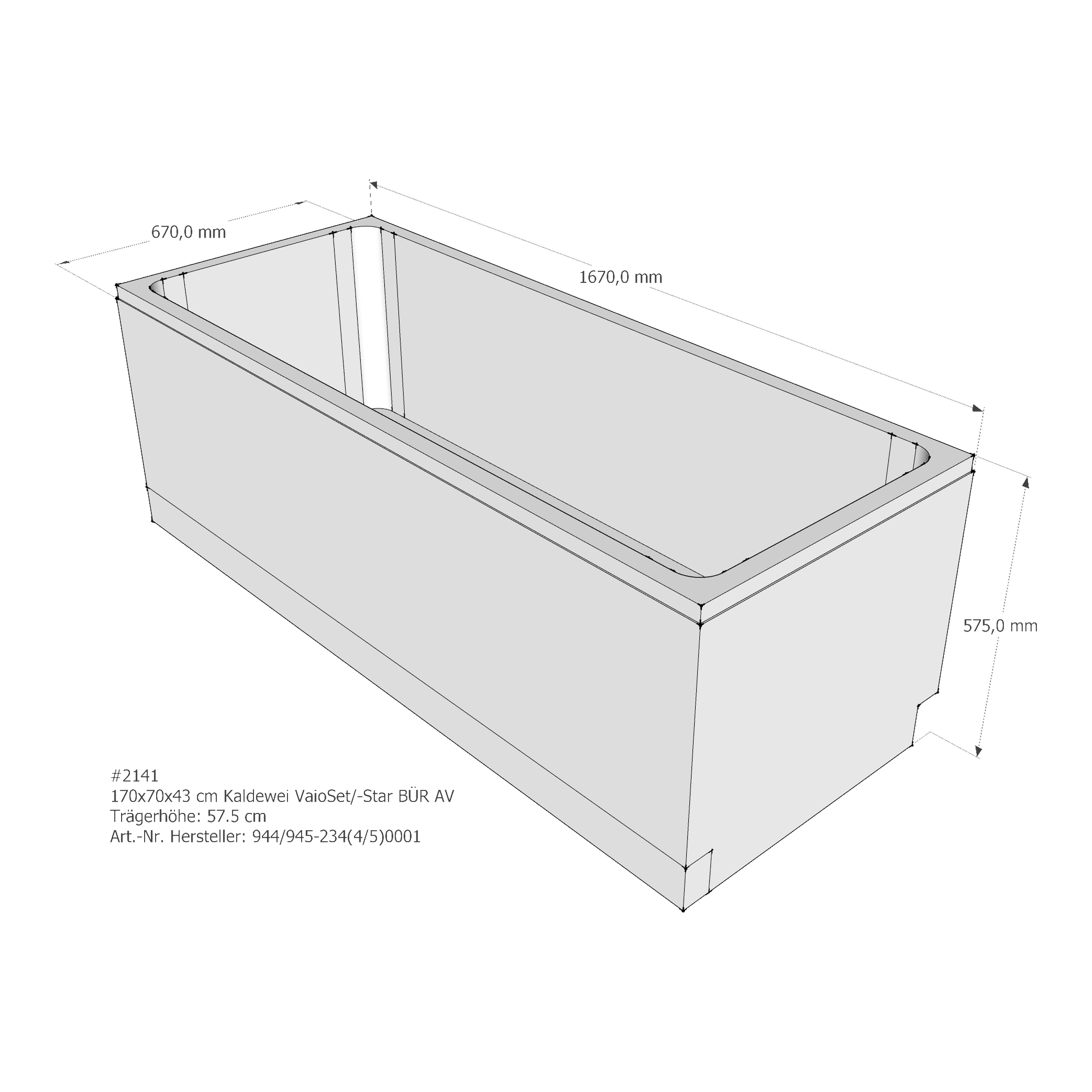 Badewannenträger für Kaldewei Vaio Set 170 × 70 × 43 cm Ab- und Überlaufposition: vorn / Breite: 70 cm / Länge: 170 cm Badewannenträger für Kaldewei Vaio Set 170 × 70 × 43 cm Ab- und Überlaufposition: vorn / Breite: 70 cm / Länge: 170 cm