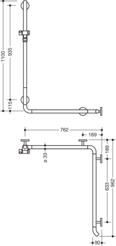 HEWI Haltegriff „System 800K“ in Rubinrot