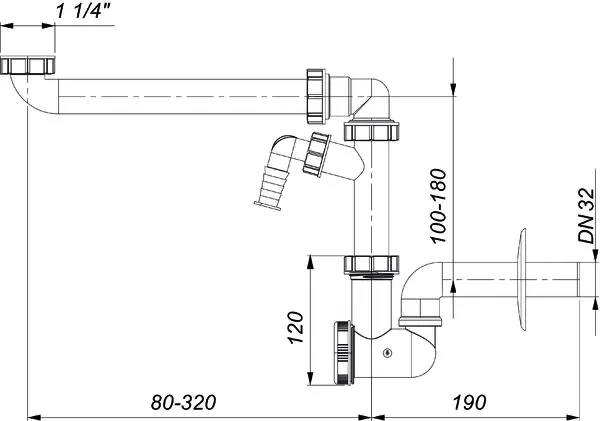 .Waschtisch-Möbel-Siphon 137/1, 1 1/4″ x DN 32 .Waschtisch-Möbel-Siphon 137/1, 1 1/4″ x DN 32