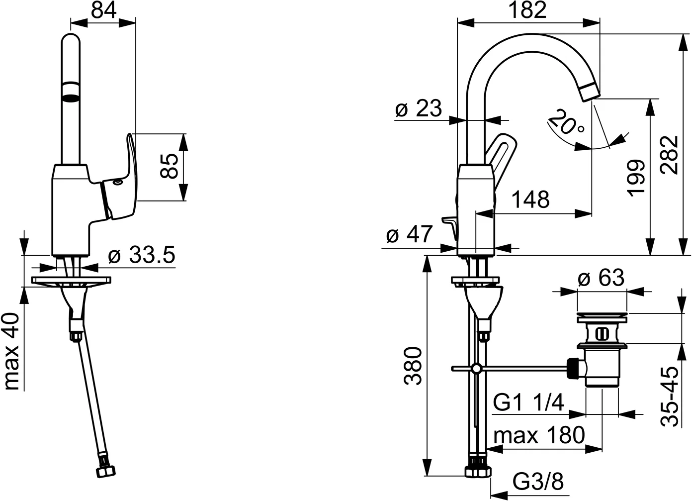 HansaPINTO Waschtischarmatur HansaPINTO 4510, Einhebelmischer, Standmontage, Chrom