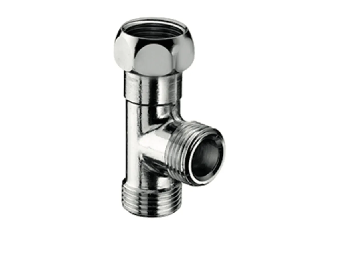 T-Stück, Überwurfmutter DN 10 G 3/8 IG, 2x DN 10 G 3/8 AG, chrom