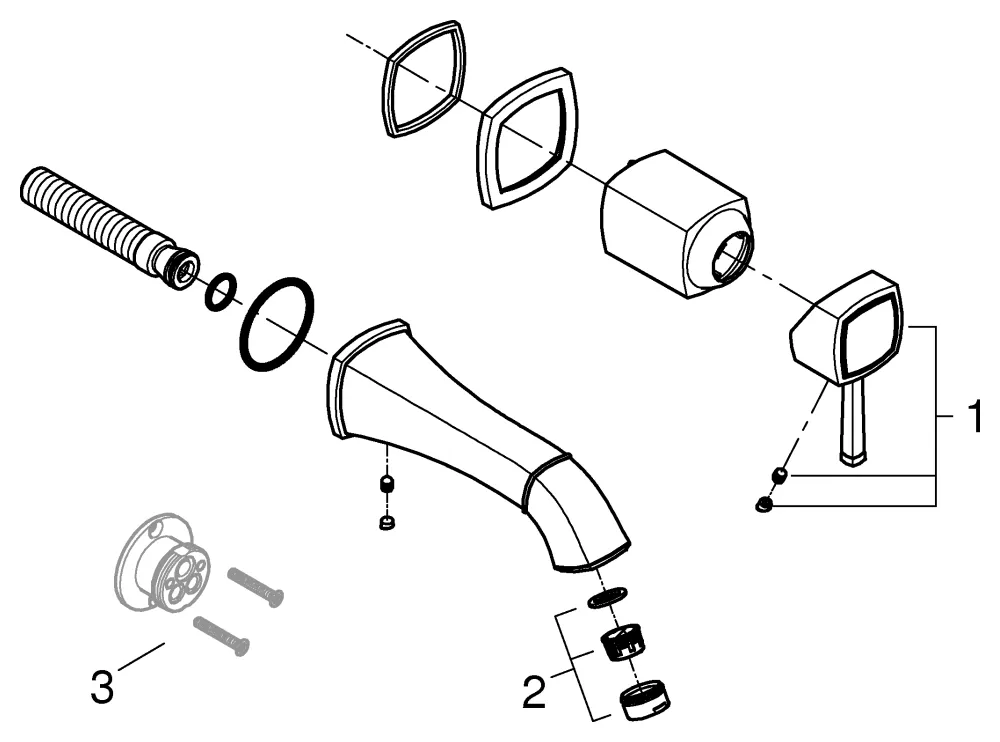 2-Loch-Waschtischbatterie Grandera 29416, Wandmontage, Fertigmontageset für 23 319, Ausladung 177 mm, chrom