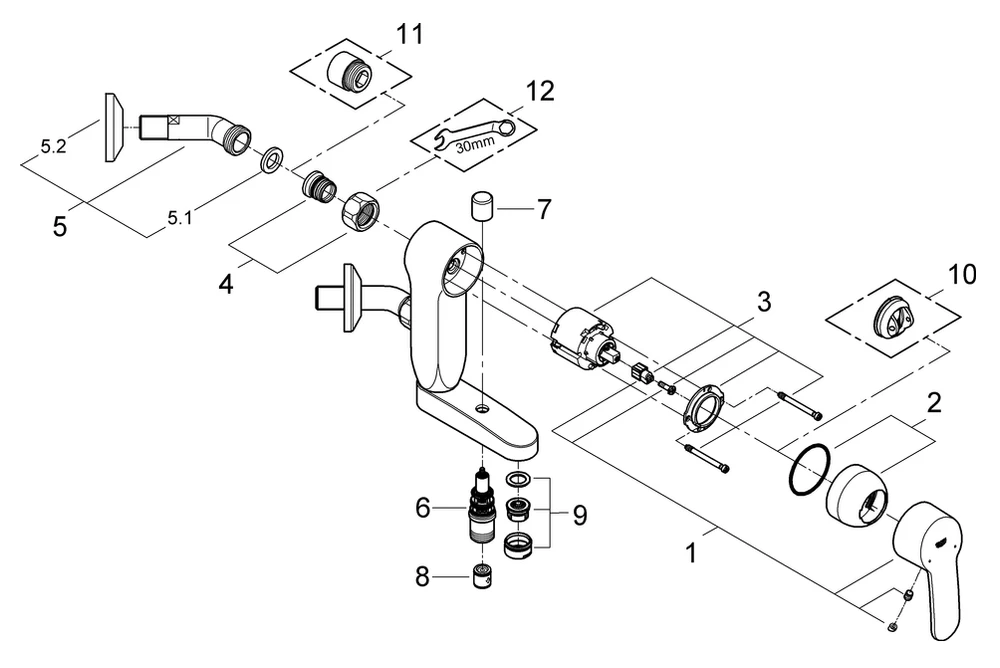 Grohe Eurostyle Cosmopolitan Vertica-Einhand-Wannenbatterie, ½ Wandmontage chrom Grohe Eurostyle Cosmopolitan Vertica-Einhand-Wannenbatterie, ½ Wandmontage chrom