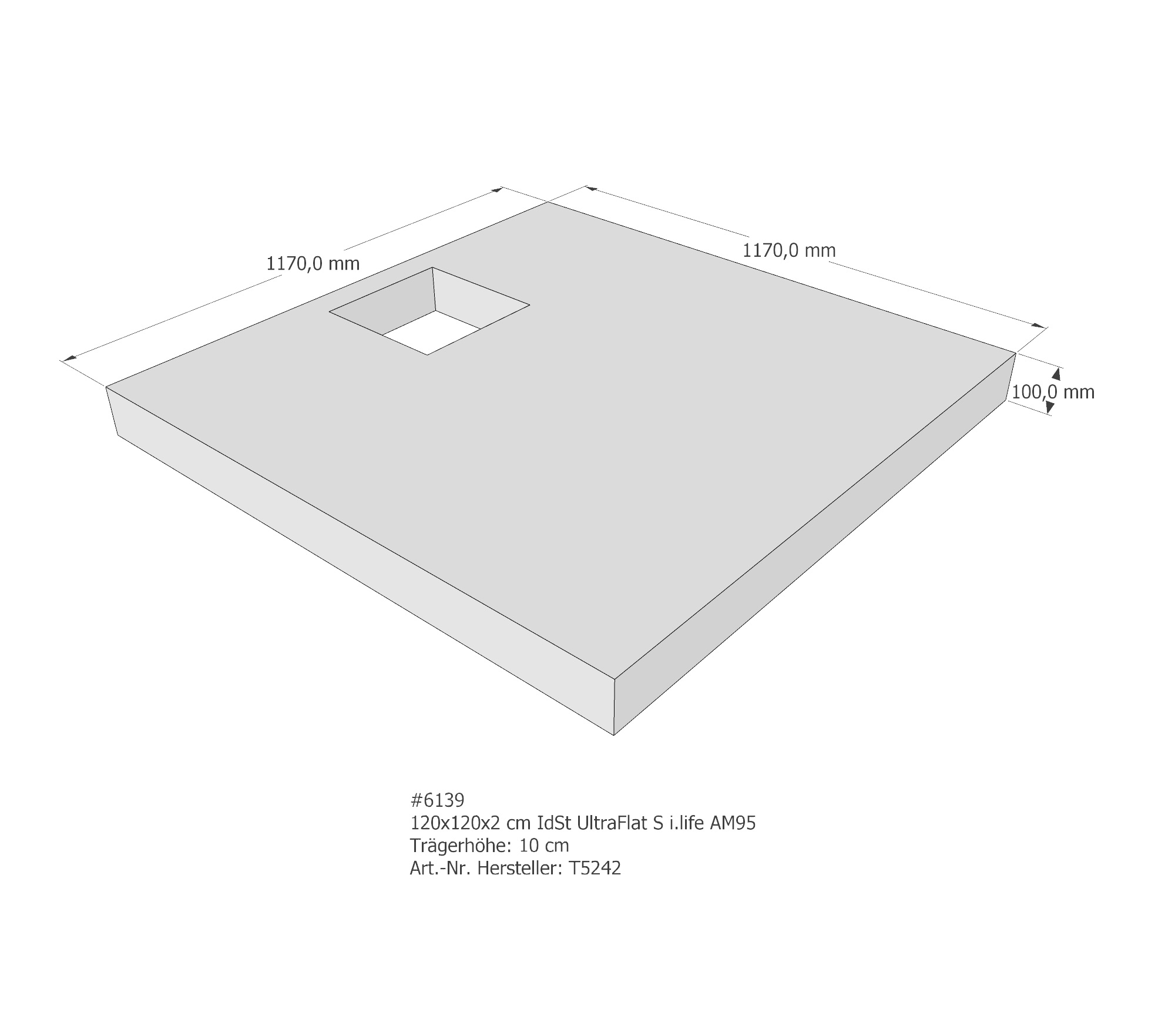 Duschwannenträger Ideal Standard Ultra Flat S i.life 120x120x2 cm AM95