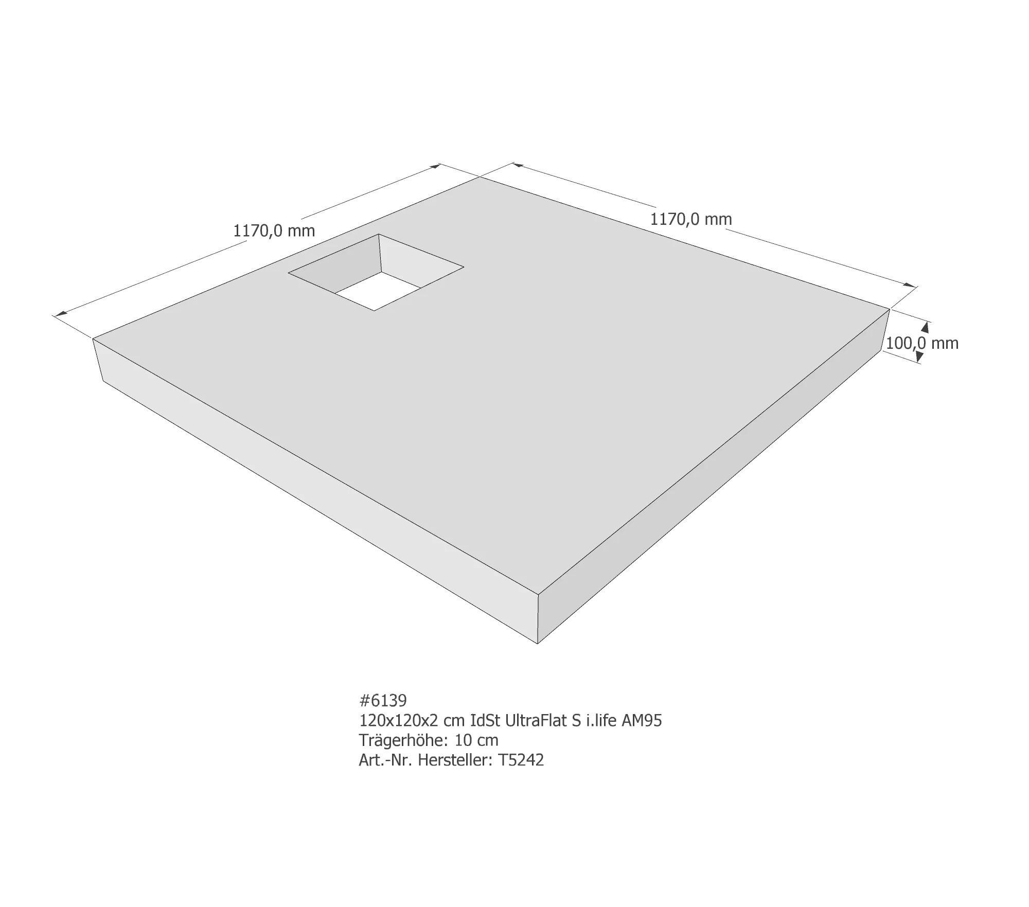 Duschwannenträger für Ideal Standard Ultra Flat S i.life 120 × 120 × 2 cm