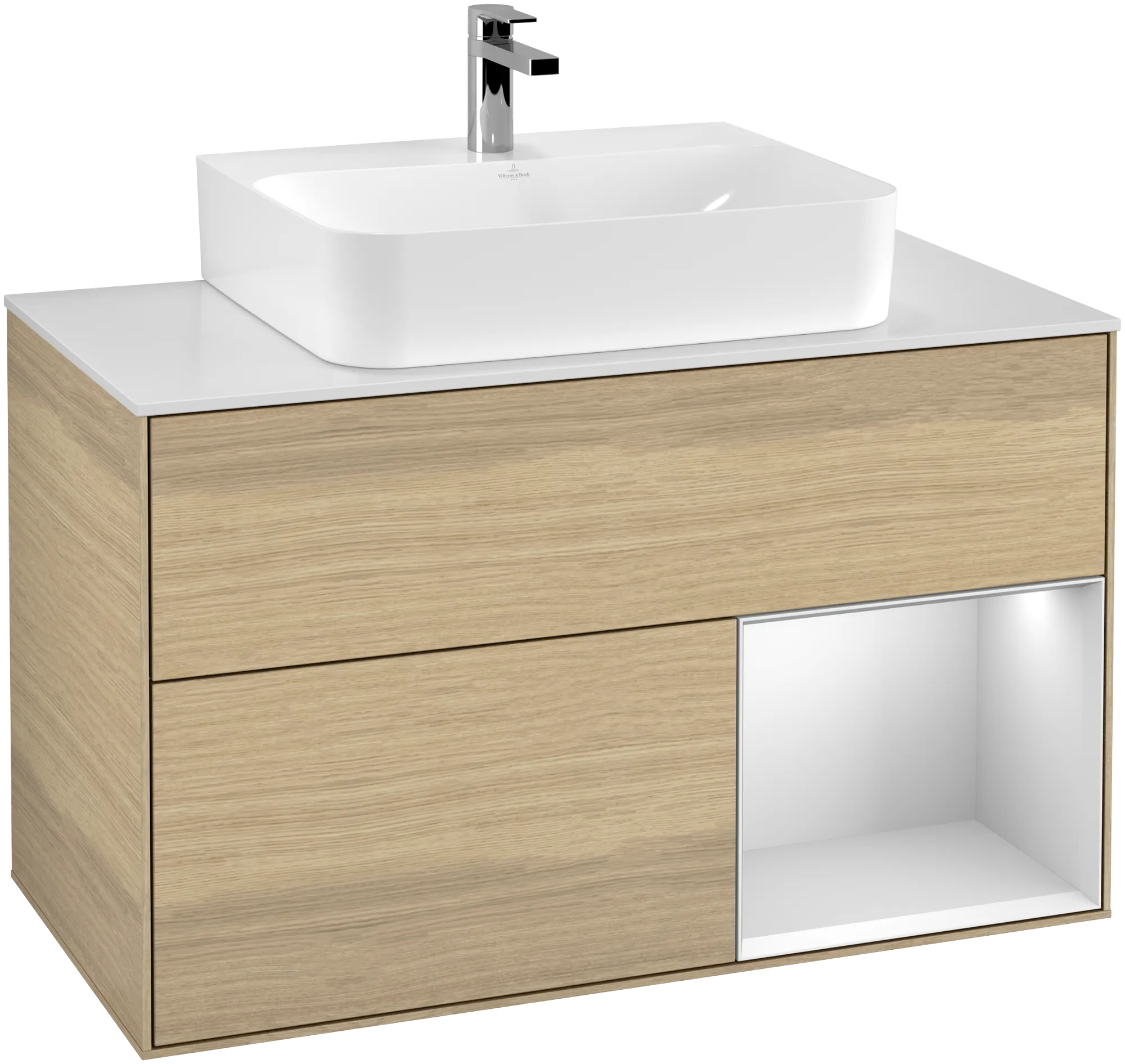 Villeroy & Boch Waschbeckenunterschrank Finion F12, 1000 x 603 x 501 mm, mit Beleuchtung, 2 Auszüge