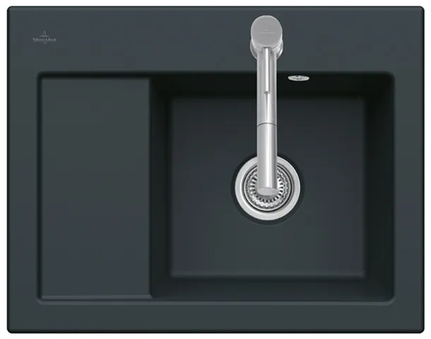 Villeroy & Boch Einbau-Küchenspülbecken „Subway“ 45 Compact 650 × 510 × 220 mm, für Becken links in Snow White