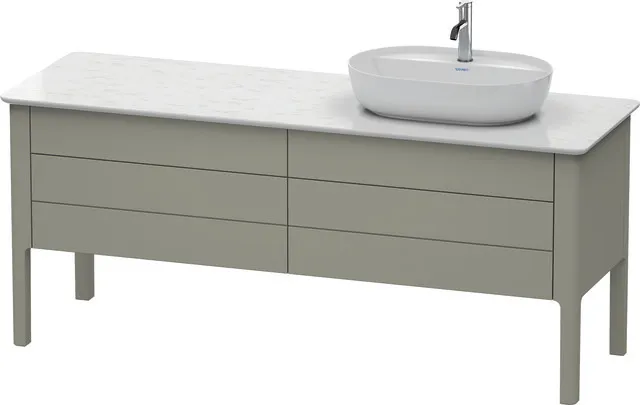 Duravit Waschtischunterschrank bodenstehend „Luv“ 173,3 × 74,3 × 57 cm Becken: rechts / Front- & Korpusfarbe: Steingrau Seidenmatt / Größe: 173,3 × 57 × 74,3 cm / Schubladen: 4 Duravit Waschtischunterschrank bodenstehend „Luv“ 173,3 × 74,3 × 57 cm Becken: rechts / Front- & Korpusfarbe: Steingrau Seidenmatt / Größe: 173,3 × 57 × 74,3 cm / Schubladen: 4