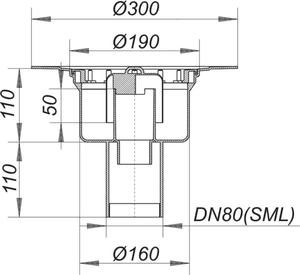 Ablaufgehäuse 61 GA, DN 80 SML Ablaufgehäuse 61 GA, DN 80 SML