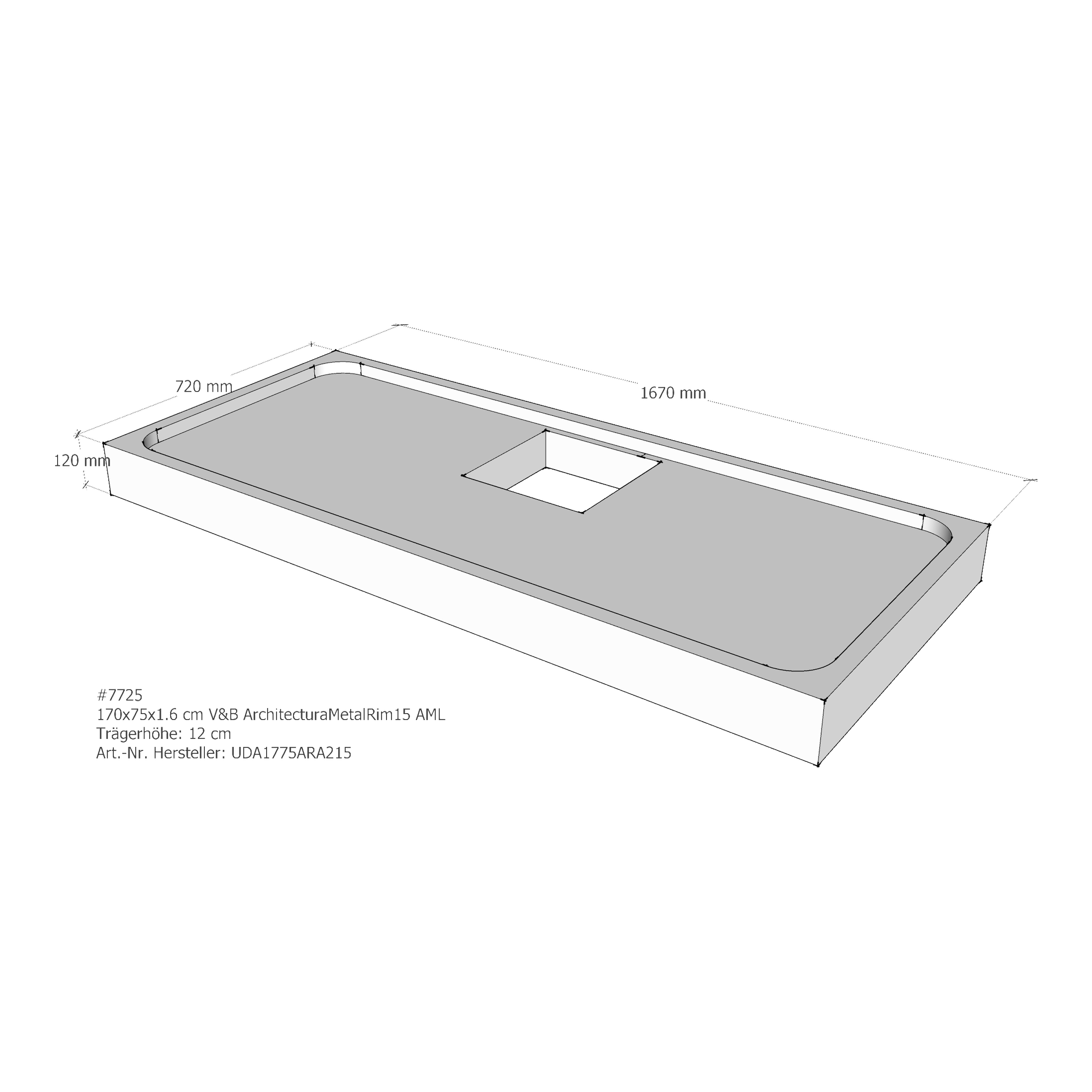 Duschwannenträger für Villeroy & Boch ArchitecturaMetalRim15 170 × 75 × 1,6 cm