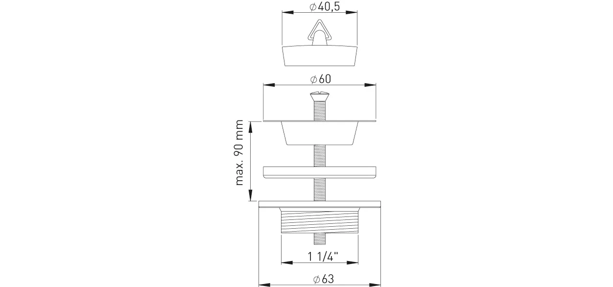 Univentil 1 1/4″ Edelstahl V2A poliert
