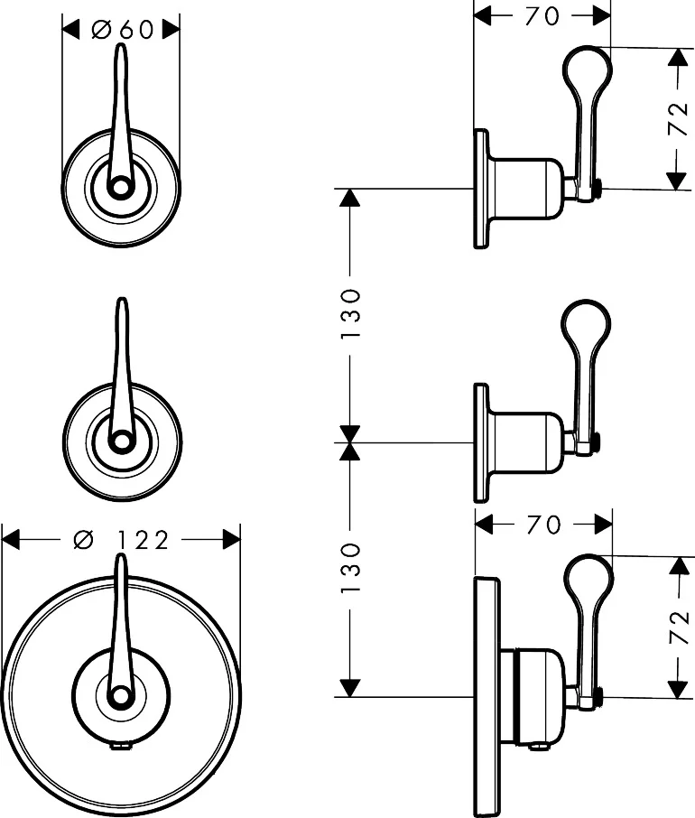 AXOR Archivio Thermostatmodul Unterputz für 2 Verbraucher mit Hebelgriffen, Oberfläche: Chrom AXOR Archivio Thermostatmodul Unterputz für 2 Verbraucher mit Hebelgriffen, Oberfläche: Chrom