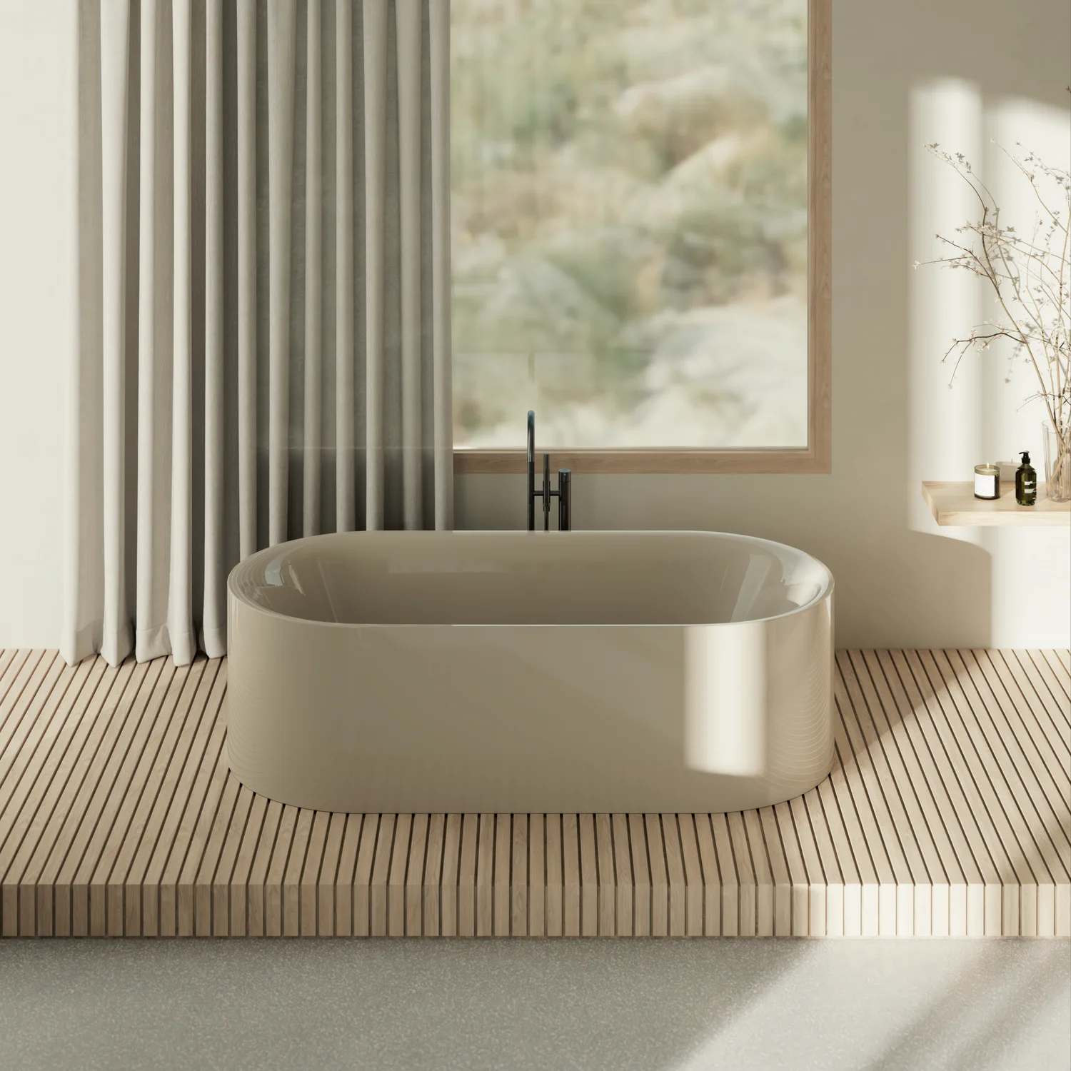 Bette BetteLux Oval Silhouette Badewanne, Edelweiß, 1900 x 900 mm, Randhöhe 575 mm, 2-Sitzer, freistehend, glasierter Titan-Stahl
