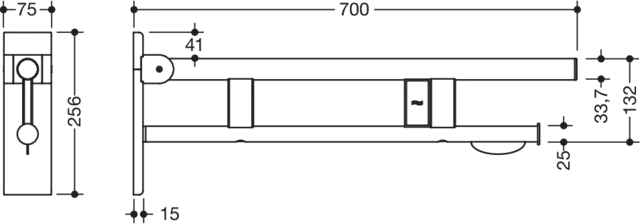 HEWI Toilettenstütze „System 900“, Befestigung verdeckt HEWI Toilettenstütze „System 900“, Befestigung verdeckt