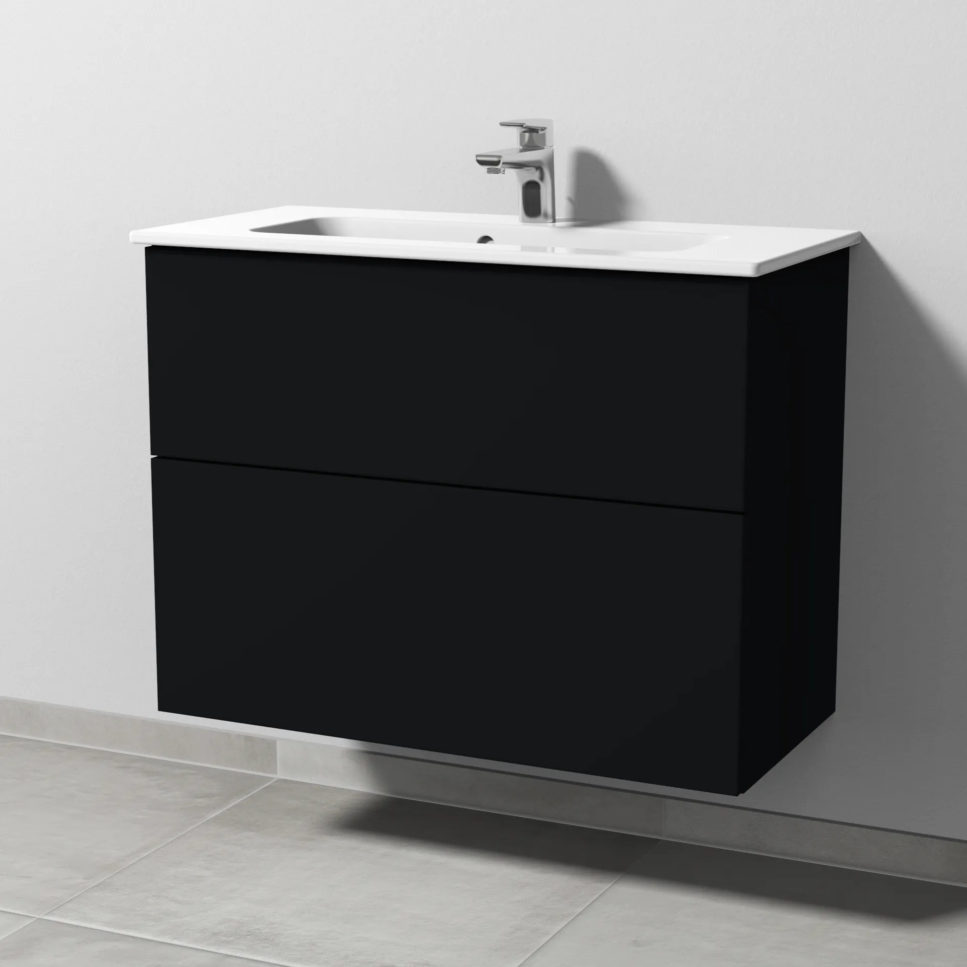 Sanipa Waschtischunterschrank „3way“ passend zu Keramik-Waschtische ME by Starck von Duravit 800 × 613 × 382 mm in Schwarz (matt)