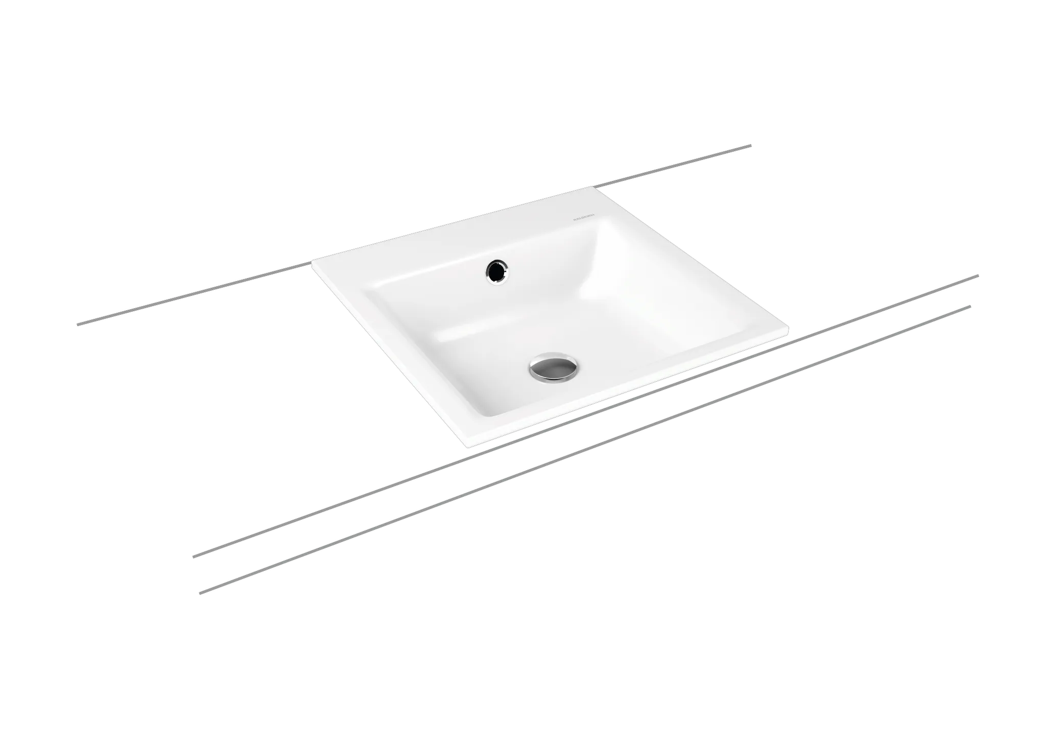 Einbauwaschtisch „Puro“ 46 × 46 cm, mit Überlauf, ohne Hahnlochbohrung in cool grey 90 mit Perl-Effekt