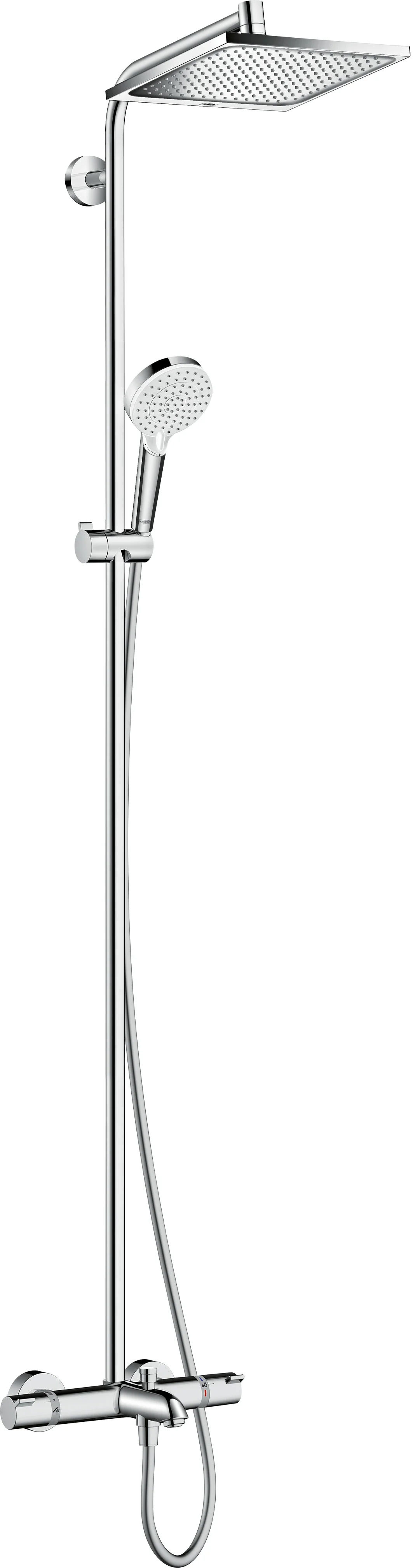 Hansgrohe Crometta E Showerpipe 240 mit Thermostat - Chrom, 240 x 240 mm, Aufputzinstallation Hansgrohe Crometta E Showerpipe 240 mit Thermostat - Chrom, 240 x 240 mm, Aufputzinstallation