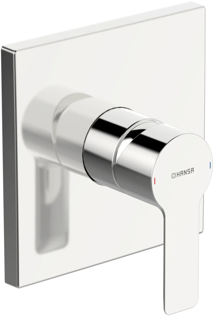 HansaLIGNA Duscharmatur Einhebelmischer Fertigmontageset für Brausebatterie 8387 Rosette eckig Chrom