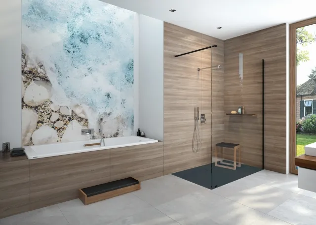 Hoesch One&One Duschkabine, 1400 Everclean, 2100 mm, Haltestange Schwarz Hoesch One&One Duschkabine, 1400 Everclean, 2100 mm, Haltestange Schwarz