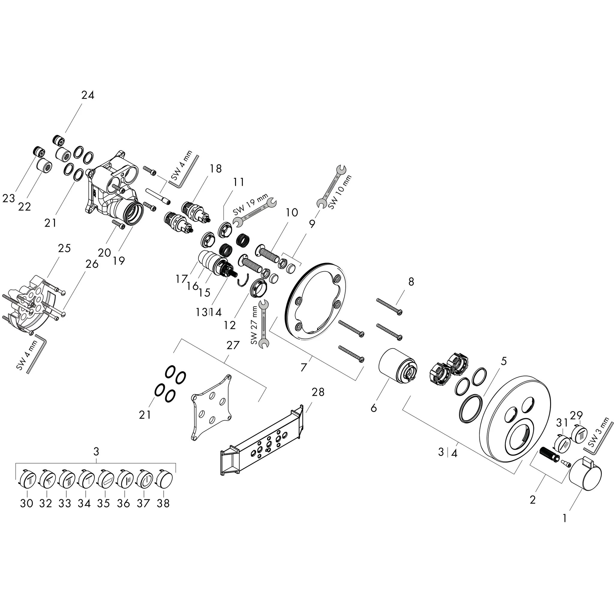 Thermostat Unterputz ShowerSelect S Fertigset 2 Verbraucher chrom Thermostat Unterputz ShowerSelect S Fertigset 2 Verbraucher chrom