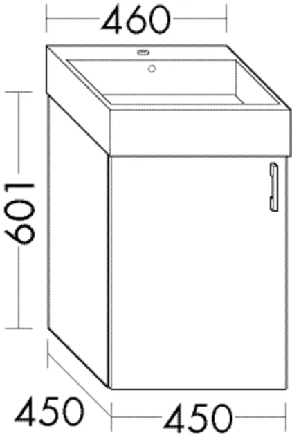 Waschtischunterschrank Sys30 PG1 Aqua von burgbad - 450x450x601 mm, 1 Tür, für Kaldewei Puro 120 mm