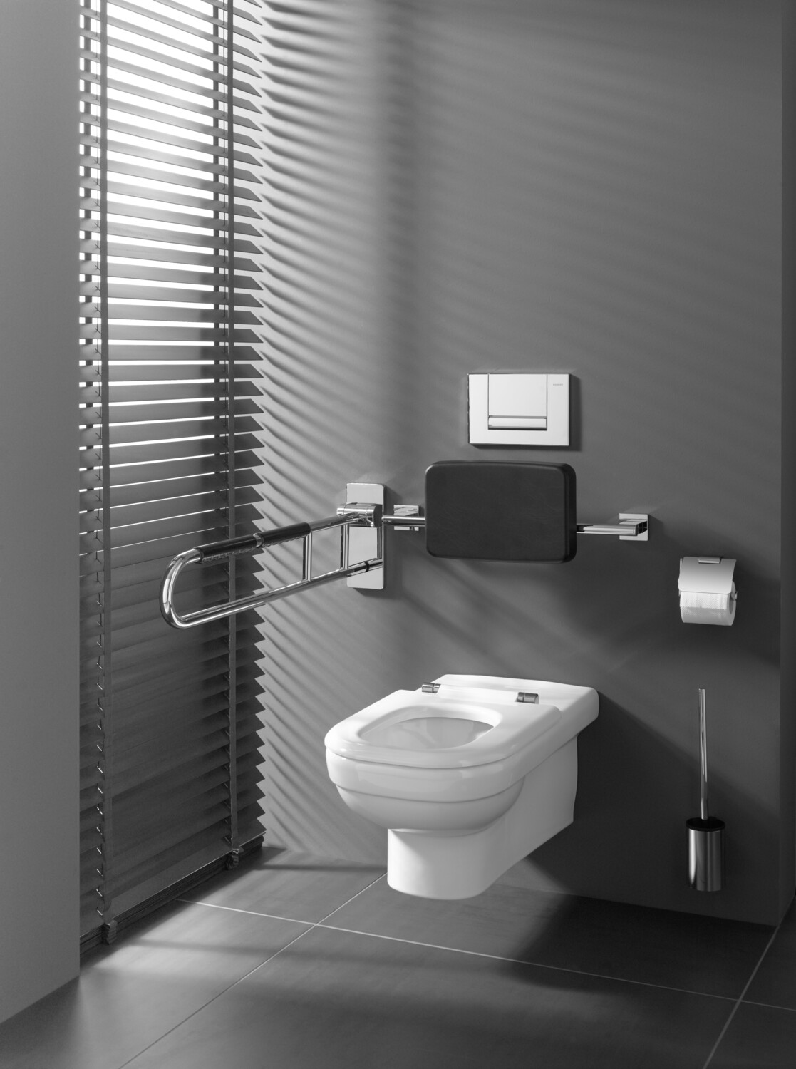 emco Toilettenpapierhalter mit Deckel „system 2“ 11 × 8,7 cm in chrom, Befestigung verdeckt