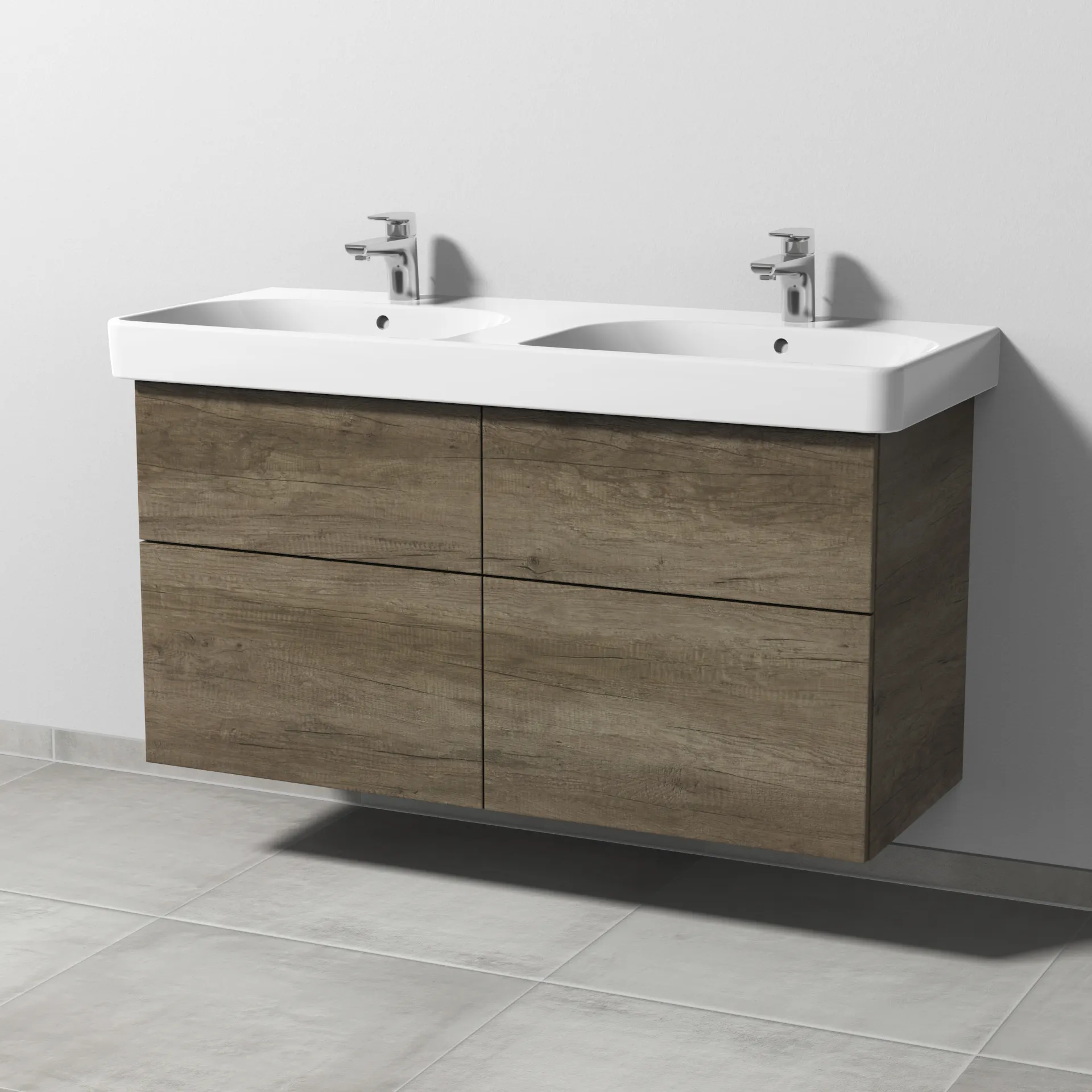 Sanipa Waschtischunterschrank „3way“ passend zu Keramik-Waschtische Smyle Square von Geberit 1130 × 593 × 442 mm in Eiche Nebraska