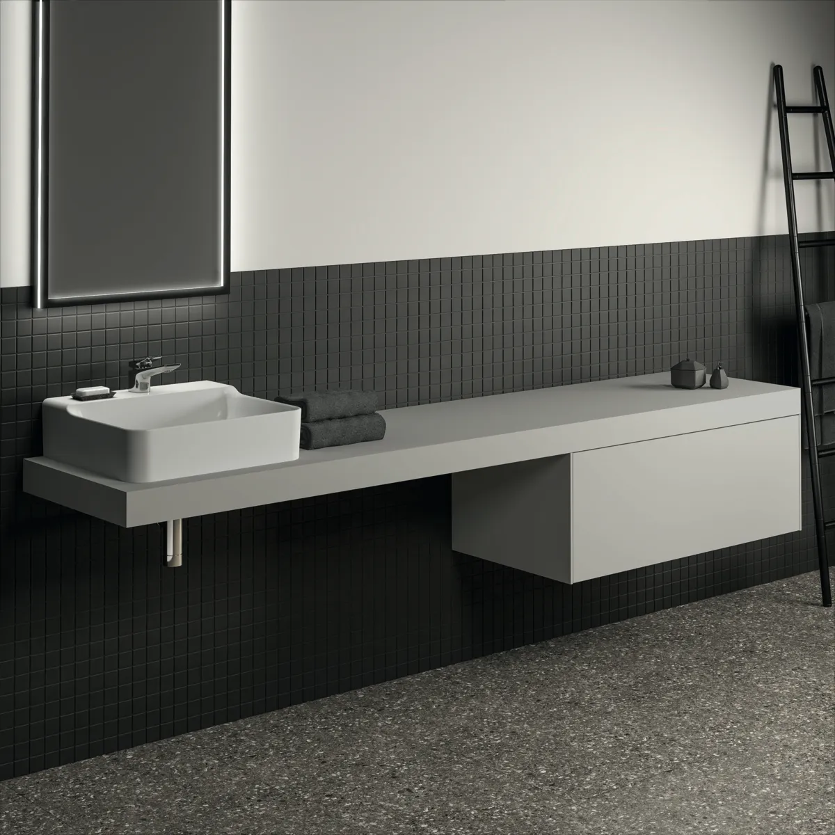 Konsole Conca, 2400x505x80mm, Weiß Konsole Conca, 2400x505x80mm, Weiß