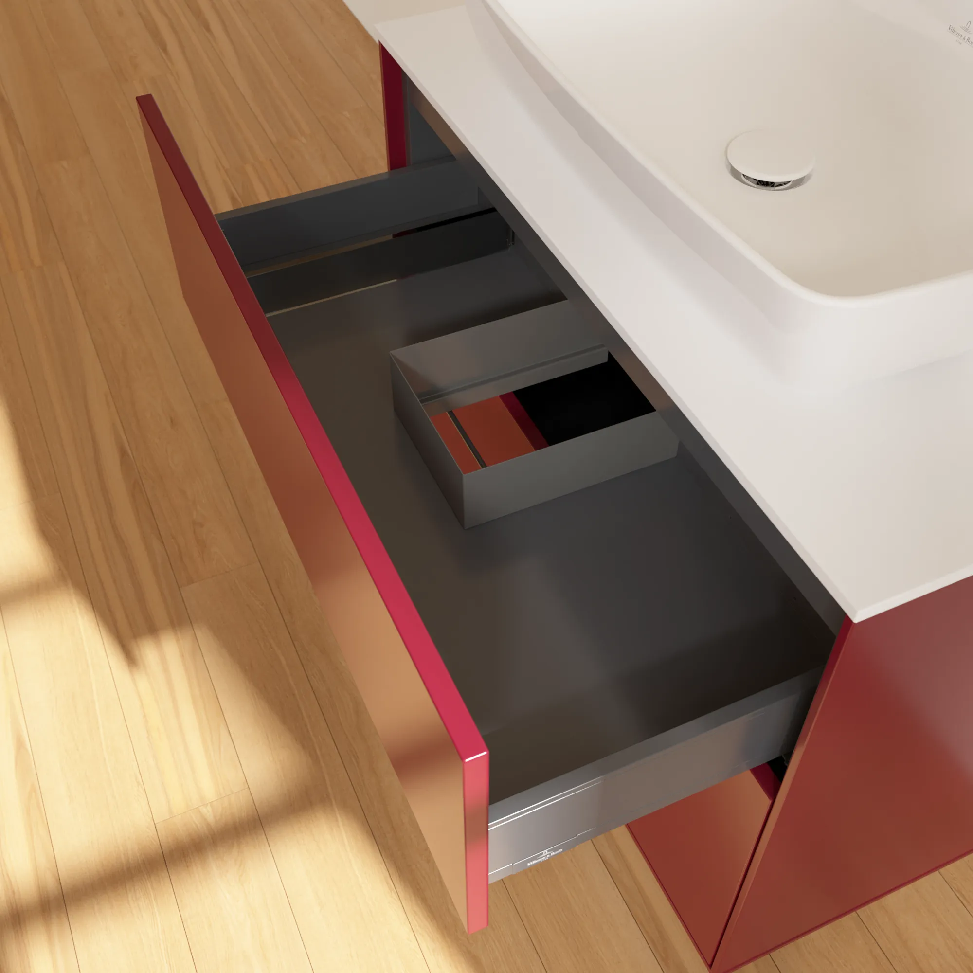 Villeroy & Boch Waschtischunterschrank „Finion“ für Schrankwaschtisch 800 × 603 × 501 mm Peony Matt Lacquer, für Becken mittig, mit Hahnlochbohrung Villeroy & Boch Waschtischunterschrank „Finion“ für Schrankwaschtisch 800 × 603 × 501 mm Peony Matt Lacquer, für Becken mittig, mit Hahnlochbohrung