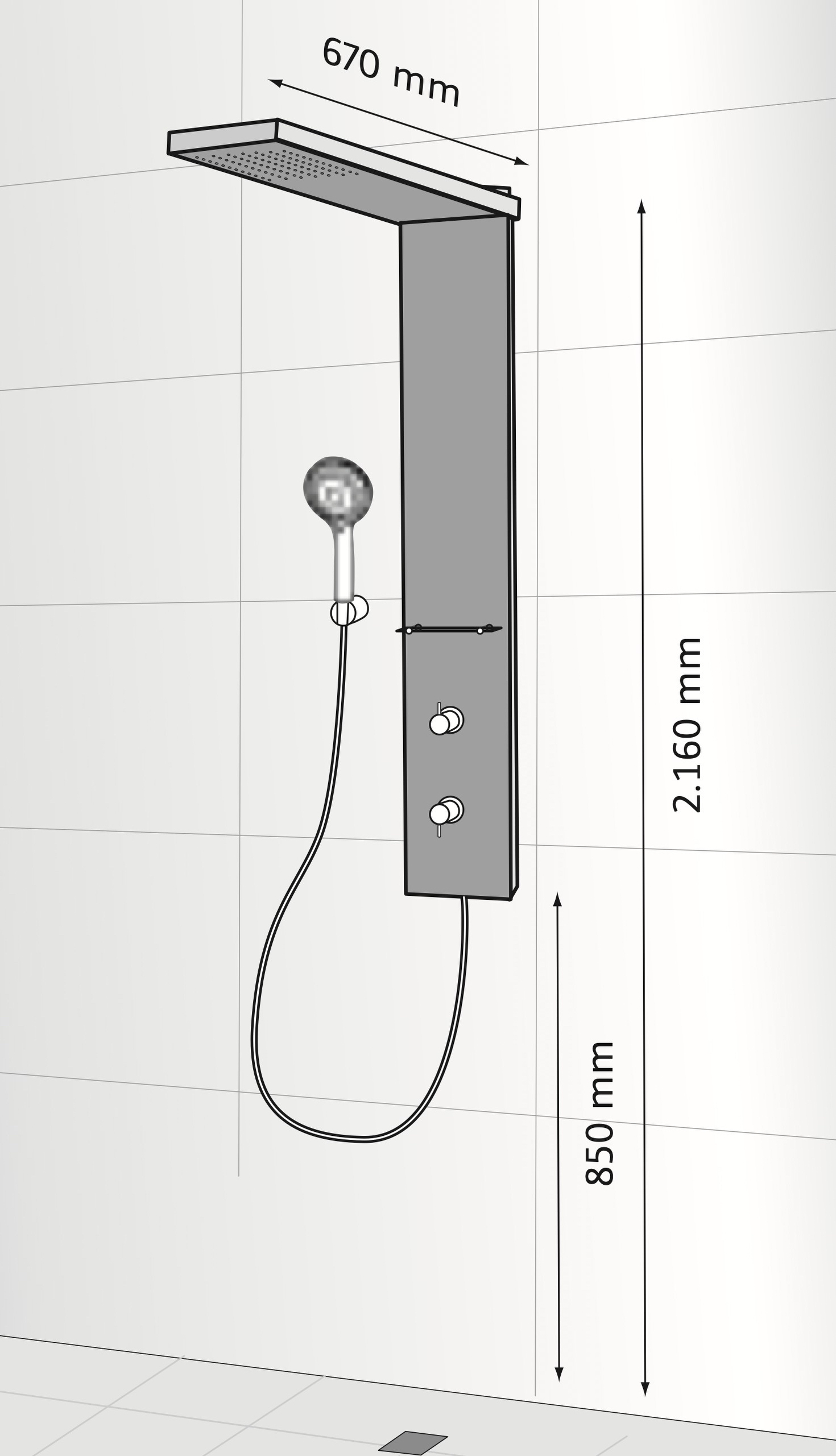 HSK Duschpaneel „Lavida Wall 2.0“ in schwarz HSK Duschpaneel „Lavida Wall 2.0“ in schwarz