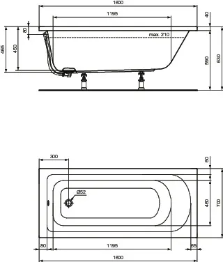 Ideal Standard Badewanne „HotlineNeu“ 70 × 160 cm